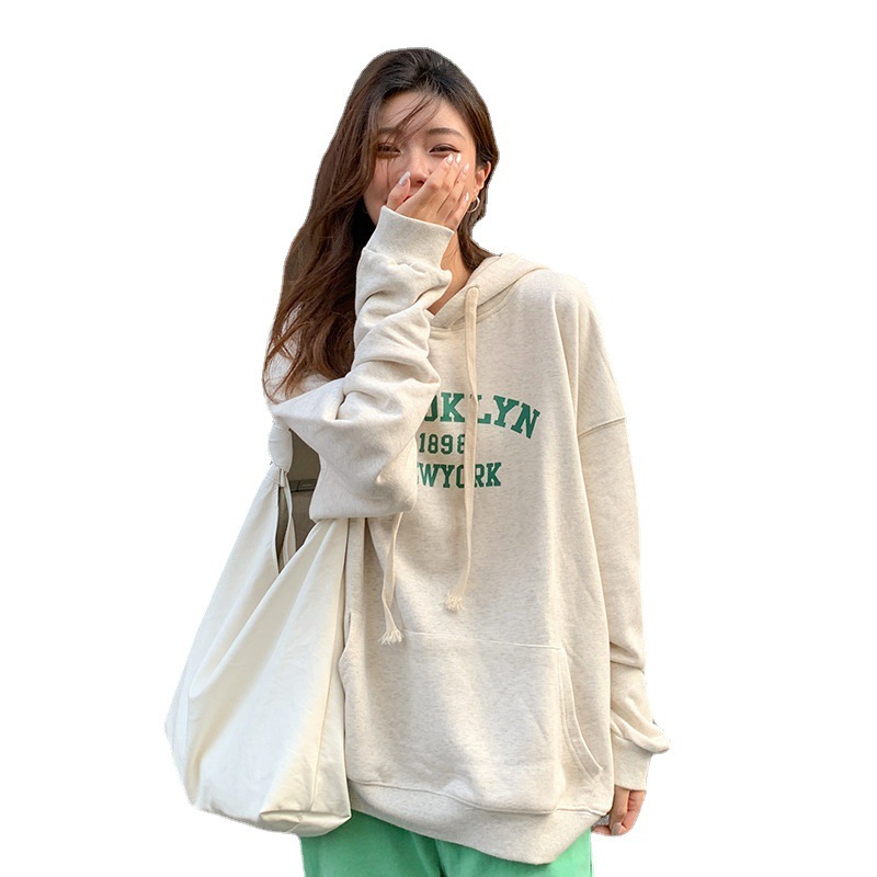 Autumn New Korean Edition Letter Printed BF Style Loose Large Double layer Hoodie Women's Top Coat Trendy dongdumaoyi