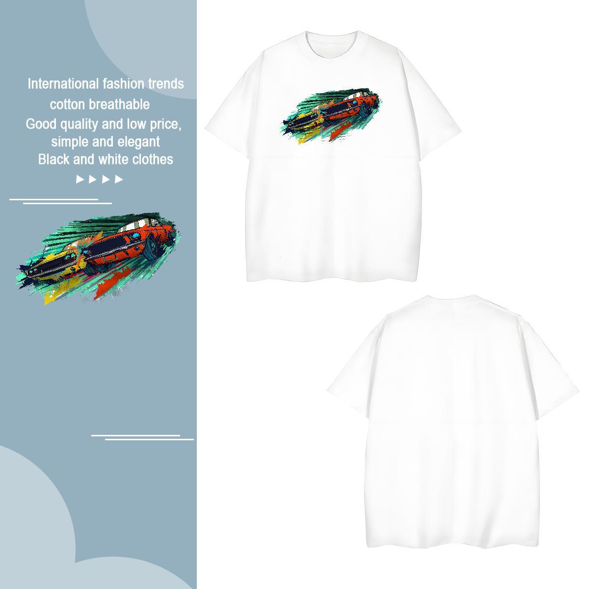 Wholesale car T Shirts Men Hip Hop Tshirt for Man Woman 230g Pure Cotton Classic Casual Breathable Short Sleeve Customized Top Tees