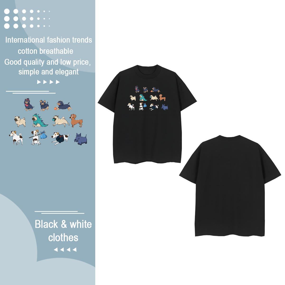 Fashion New Women T Shirts Crew Neck Breathable 230g Pure Cotton Lady T shirt Custom Printed dogs Hip Hop High quality Tops Shirt