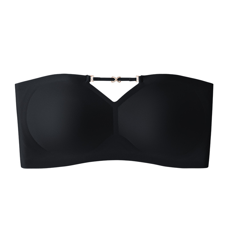 Round strapless outer expansion underwear women with non-skid gathered small and large invisible wrap chest bra for summer dongdumaoyi