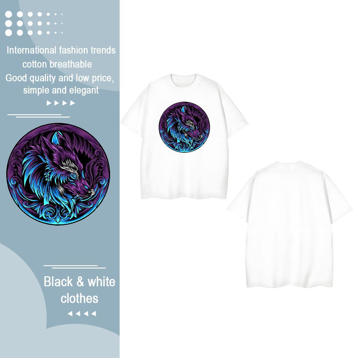 Designer Woman T Shirts Breathable Crew Neck 100% Cotton 230g Women Tees Floral Print wolf Sports Street Wear Loose Polos