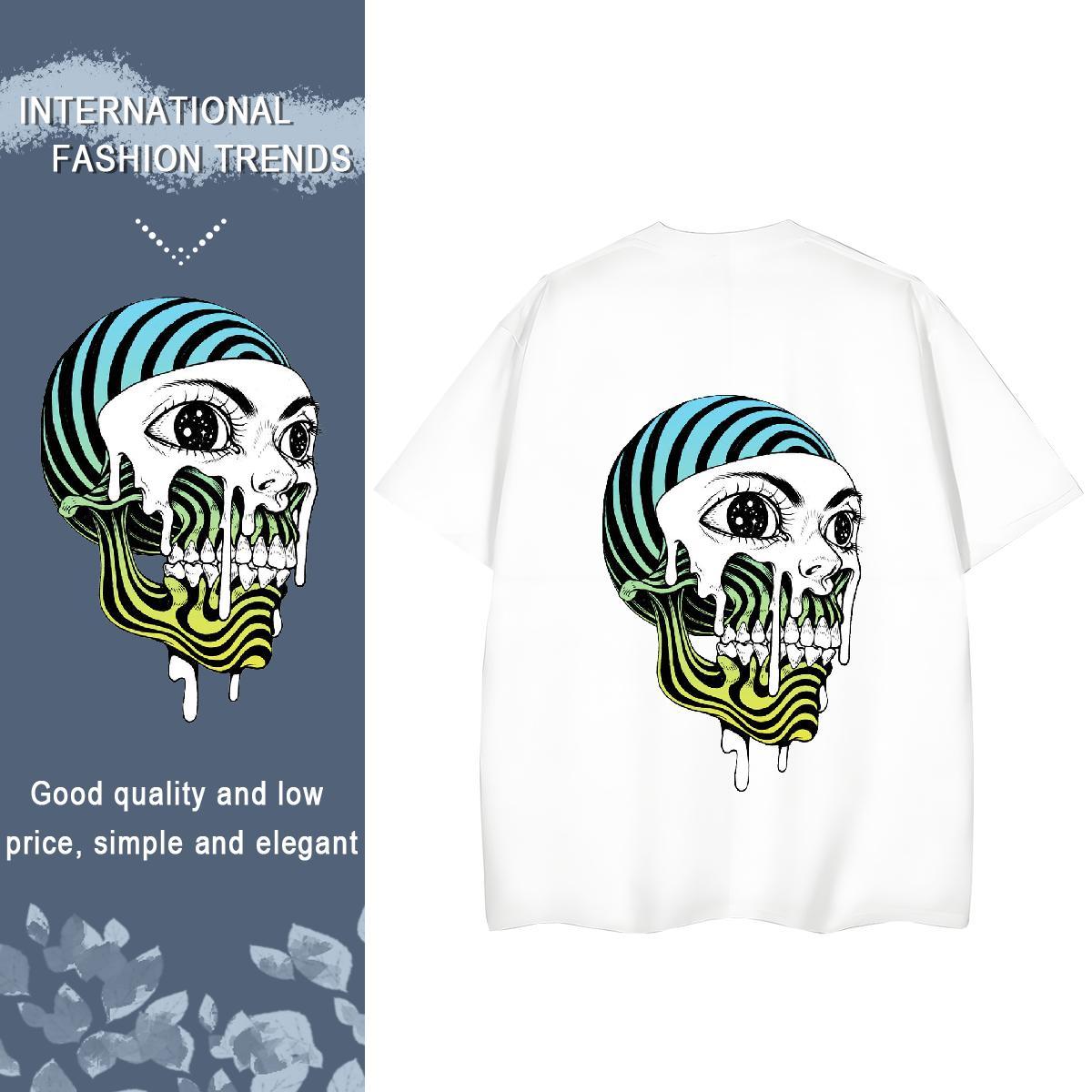 Factory Direct Woman T Shirts 100% Cotton 230g Breathable Short Sleeve Street Casual skull Women Tshirts Designer Nice Anime Print Tops Shirt