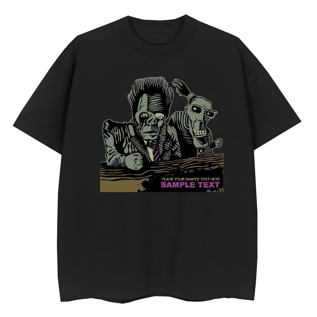 Loose fit Unisex Tshirts 100% Cotton 230g scary Street Womens T Shirts Breathable Short Sleeve Cartoon Floral Printing Top Shirts