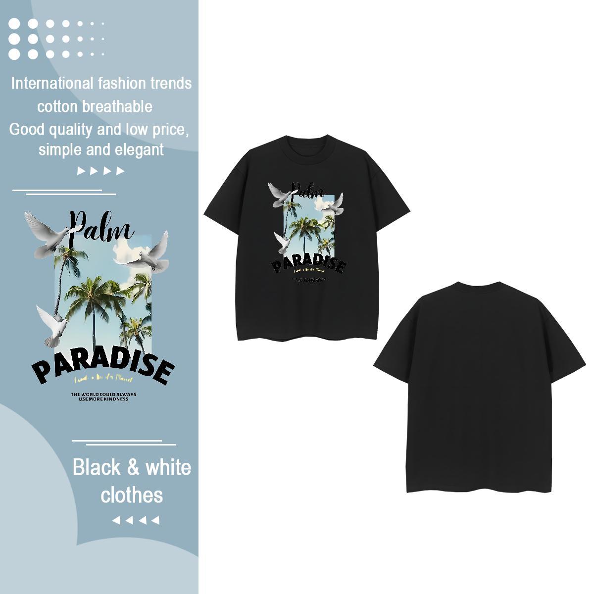 Stylist T Shirt For Woman Round Neck Short Sleeve 230g 100% Cotton Couples T Shirts Oversized tree Outdoor Loose fit Tops Tees