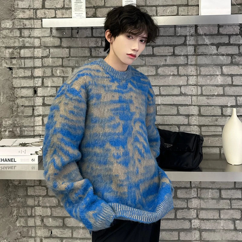 IEFB Round Collar Male Pullover Sweaters Casual Contrast Color Mens Knitting Pullovers Fashion Spring Korean Style 9C4162 240821