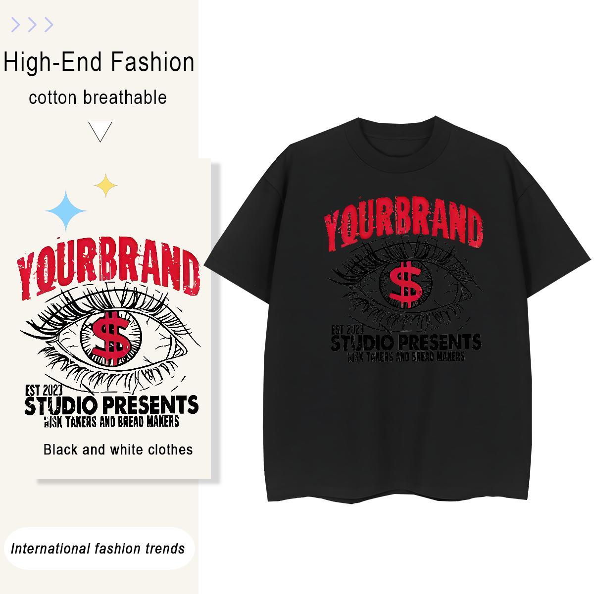 Classic Men Tees Spring Summer 230g Cotton Custom Big Size Breathable Short Sleeve eyes Mens T Shirts Fashion Designer Clothes