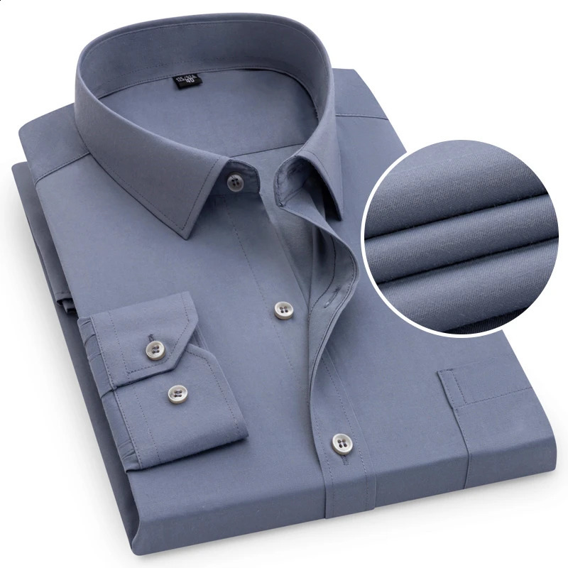 Bright Red Long-sleeved Shirt Mens Single-breasted Square Collar Shirts Business / Wedding / Party Casual Shirt Blue White 6XL 240822