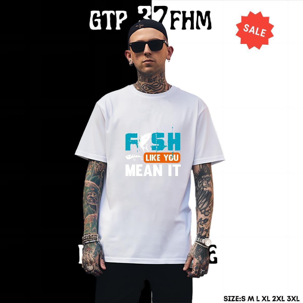 Soft Men Clothes T-Shirt Casual Daily Wear 230g Cotton Black Oversized Breathable Short Sleeve fish Man T Shirts Wholesale Top Tees