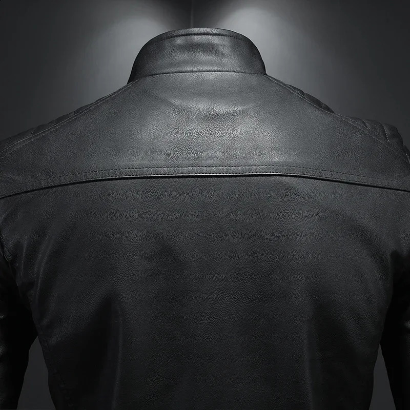 Stand Collar Leather Jacket Mens Fashion Jacket Casual Men Leather Jacket Slim Korean Version Handsome Mens Clothing 240822