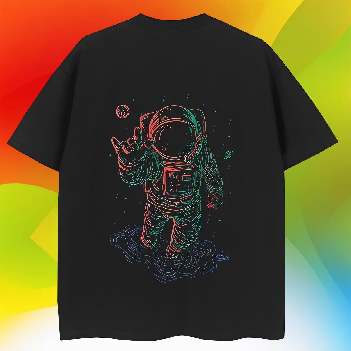 Unisex Tshirt for Man Woman Hip Hop 230g Pure Cotton Asian Size Breathable Short Sleeve spaceman Mens T Shirts Classic Casual Tee Shirt