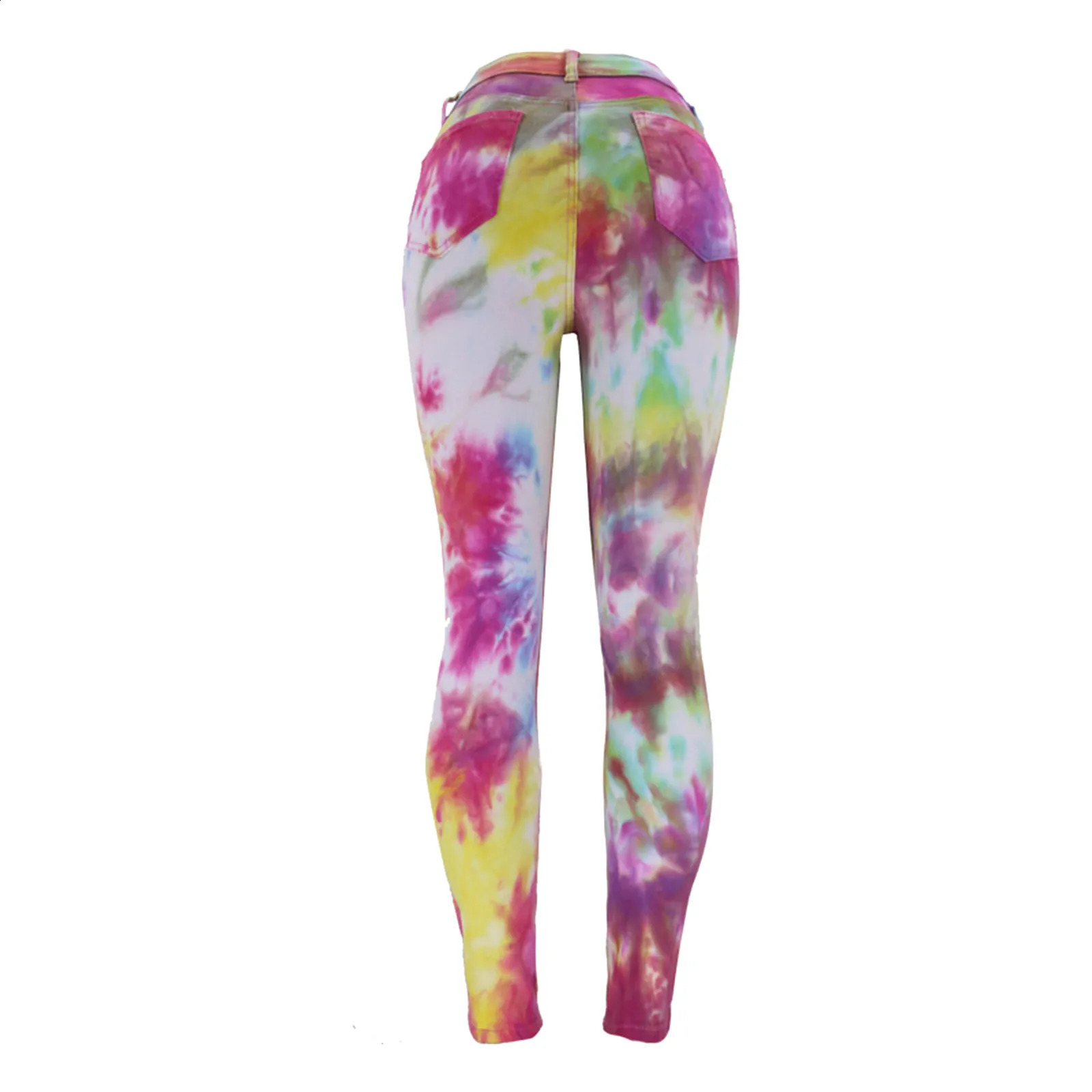 WomenS Wash Light Leggings Color Dye Printing Two Color Gradient Tie Dye Denim Pants Woman Baggy Jeans Women Ropa De Mujer 240821