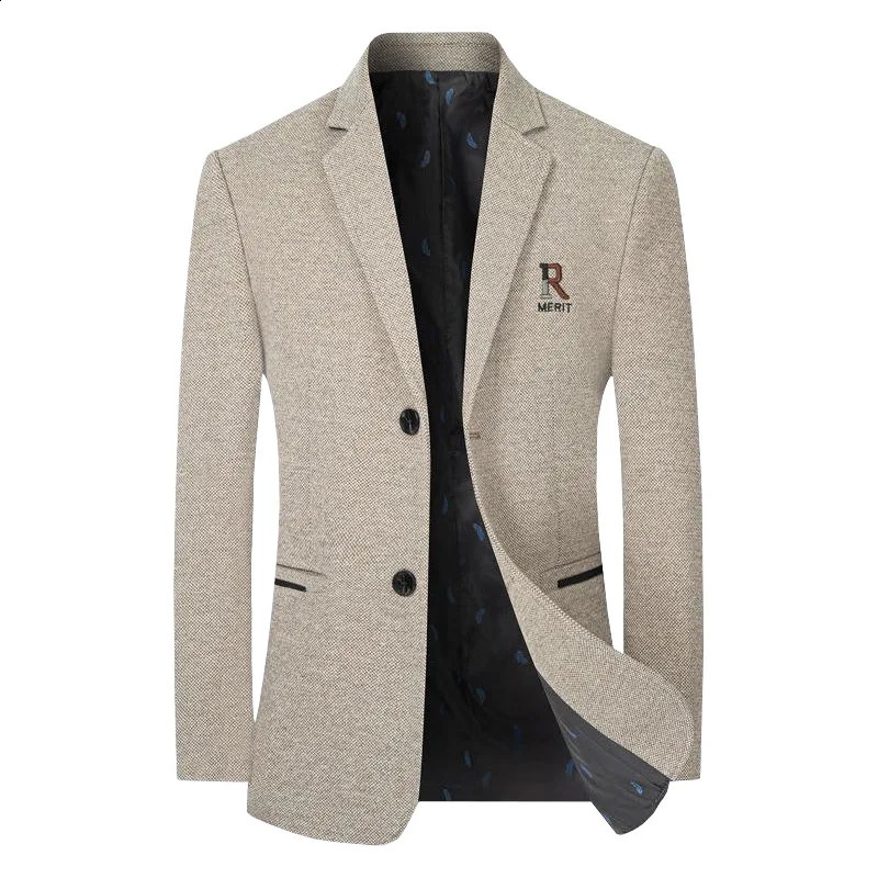Men Business Casual Cashmere Blazers Suits Jackets Wool Blends Male Autumn Winter Slim Fit Coats Mens Clothing 240821