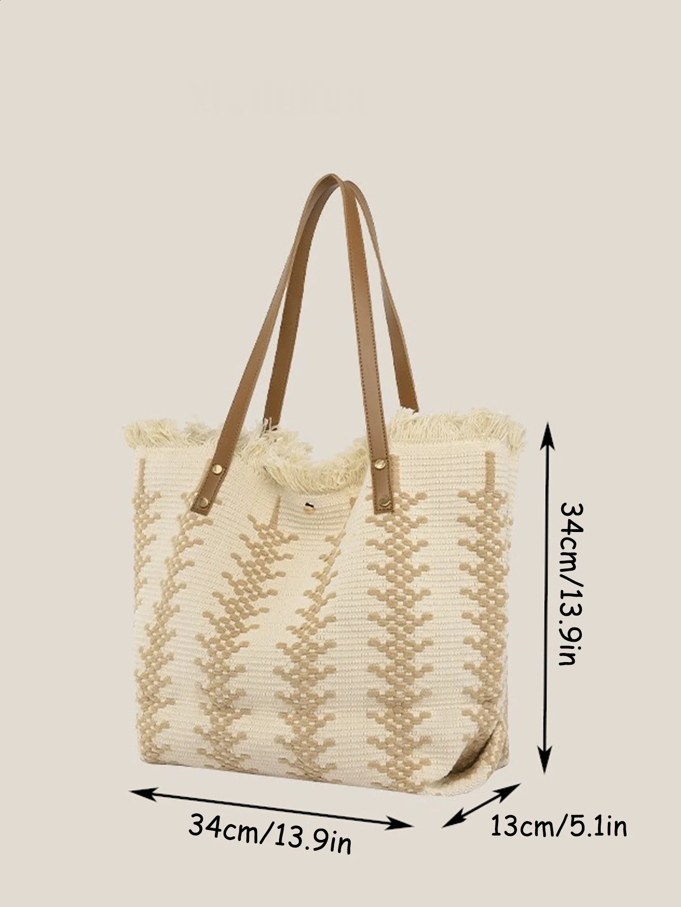Summer large capacity bag for women 2024 version tassel shoulder versatile commuting canvas tote 240821