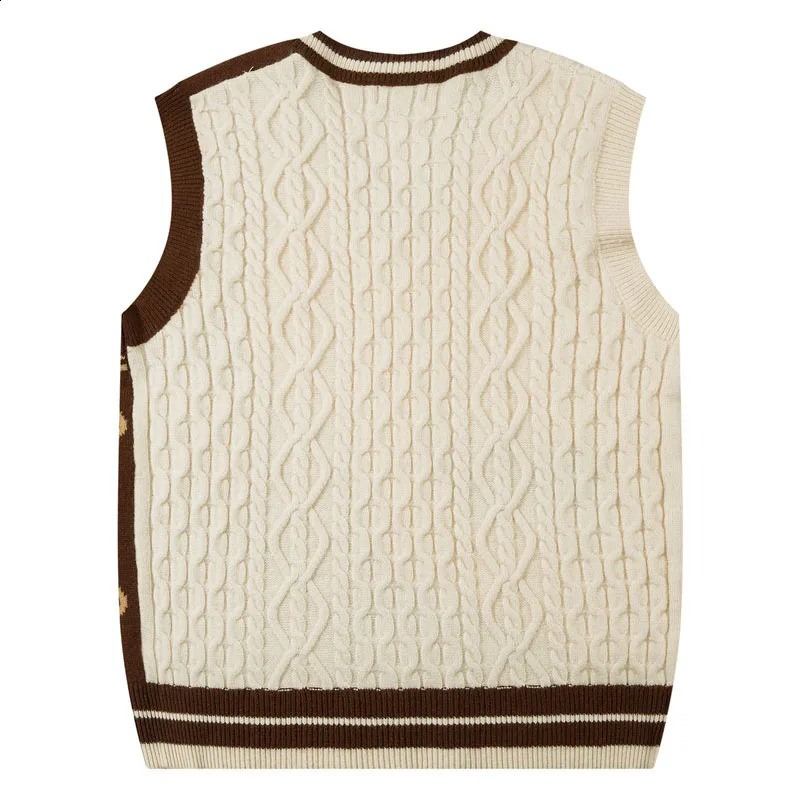 Womens knitted sweater vest mens cartoon Harajuku colored letter oversized Japanese casual skydiving autumn streetwear 240821