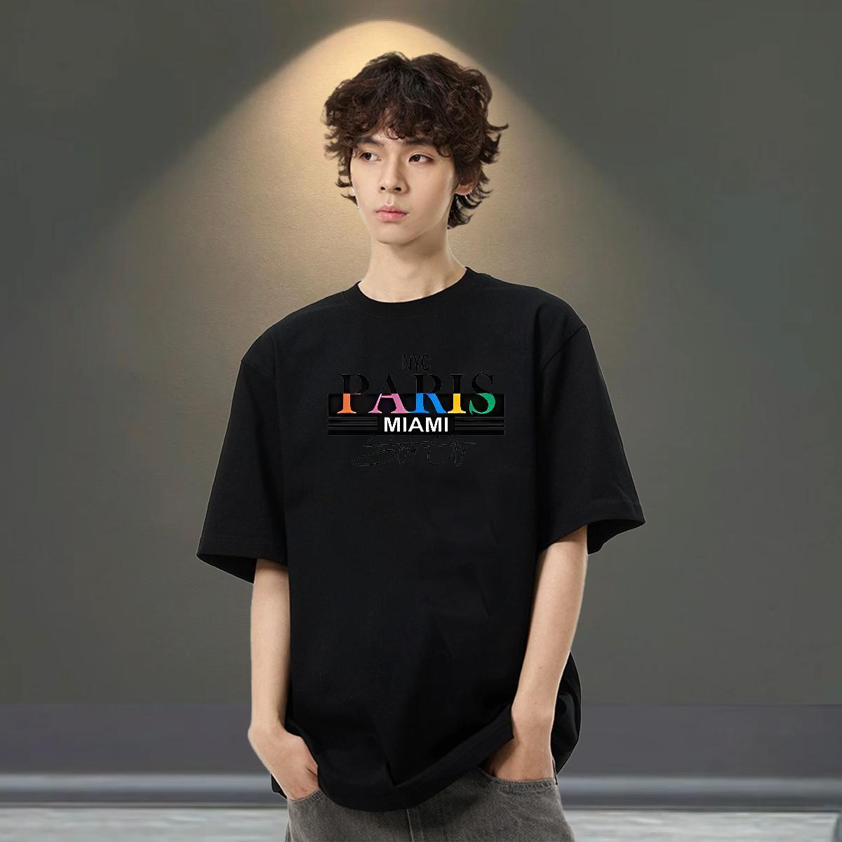 Brand Men Tees Casual 230g 100% Cotton Oversized 4XL Breathable Crew Neck letter T shirt DIY Tee Shirt