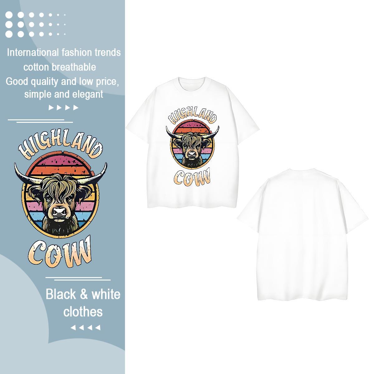 2024 Designer Women T Shirts Round Neck Short Sleeve 230g Pure Cotton Women Tshirts Cartoon Print cow High Street Hip Hop Free Shipping Tops Shirt