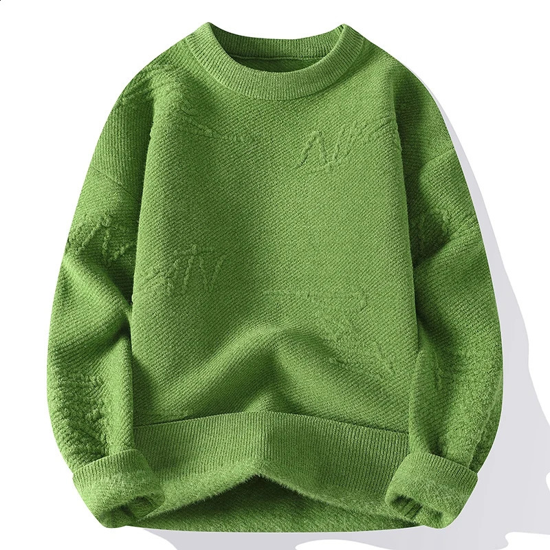 Autumn and winter casual gentleman fashion business Korean version slim trend solid color handsome mens collar sweater 240821