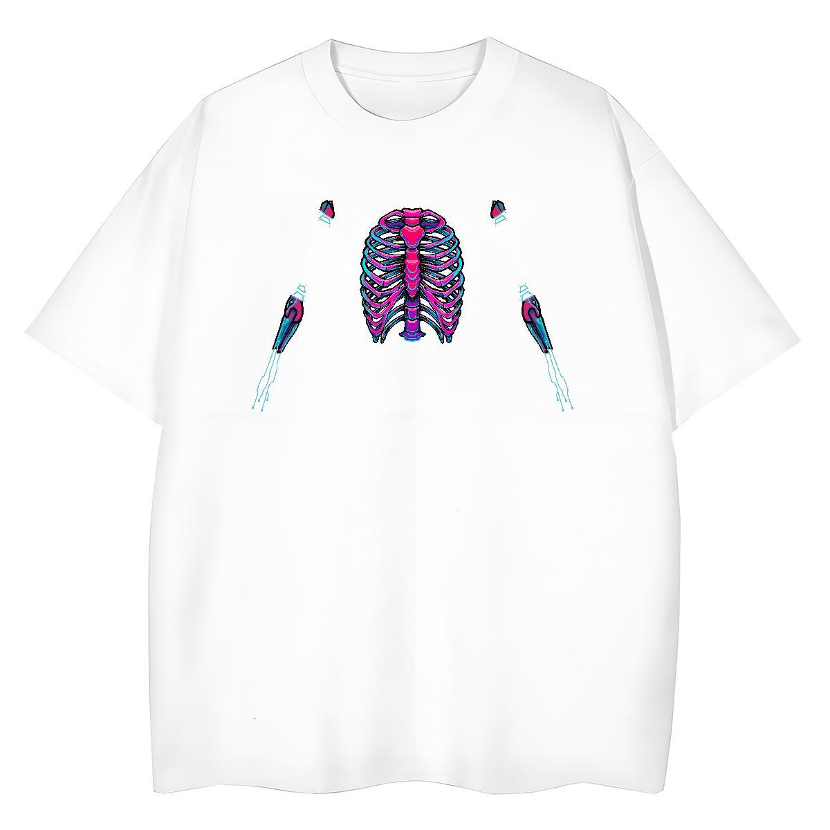 DIY T Shirt For Woman 100% Cotton 230g Crew Neck Daily Wear skull Couples T Shirts Wholesale Black Oversized Clothes Shirt