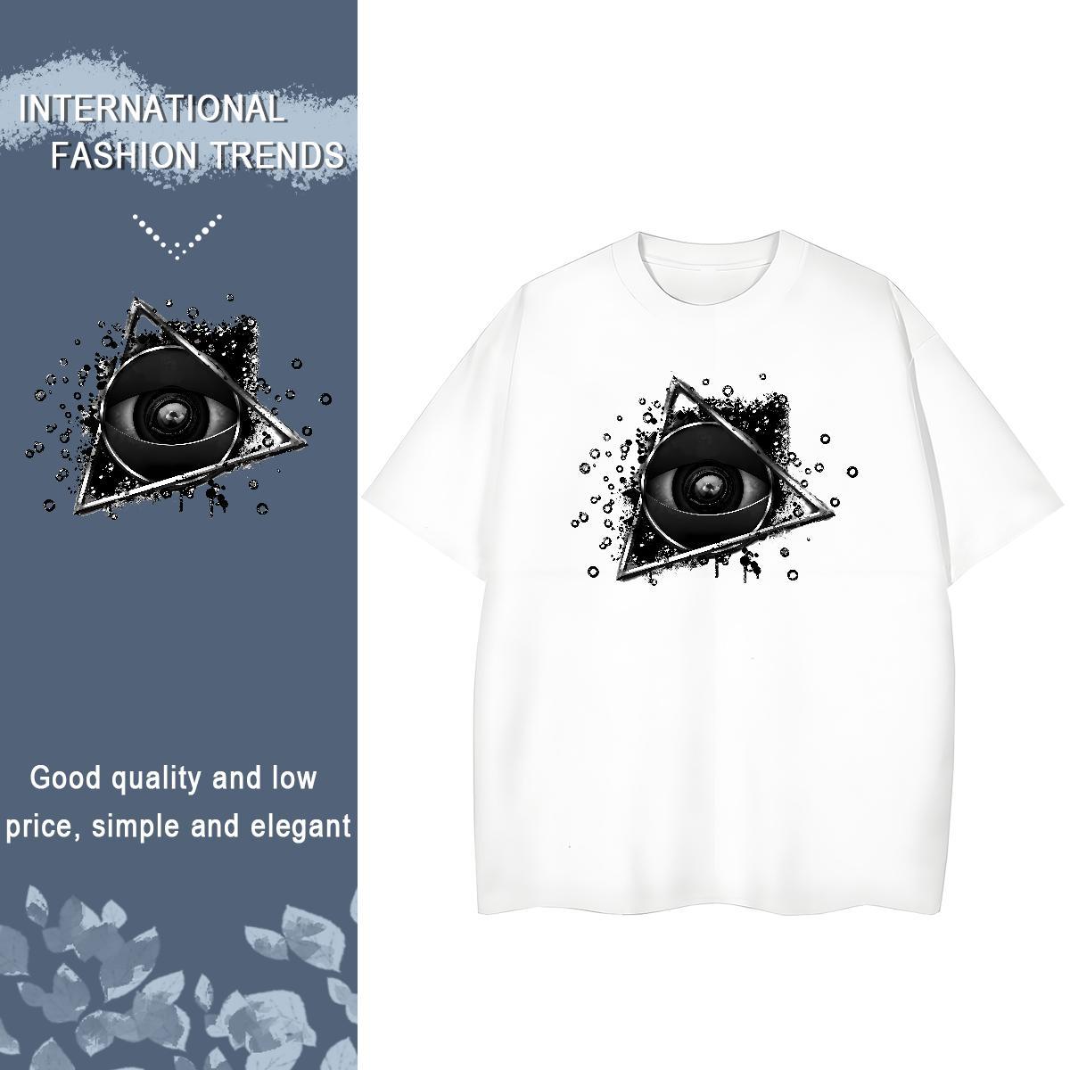 2024 Women T Shirts 230g 100% Cotton Breathable Spring Summer eye of the devil Couples T Shirts Loose fit Custom Print Oversized Tees Shirts