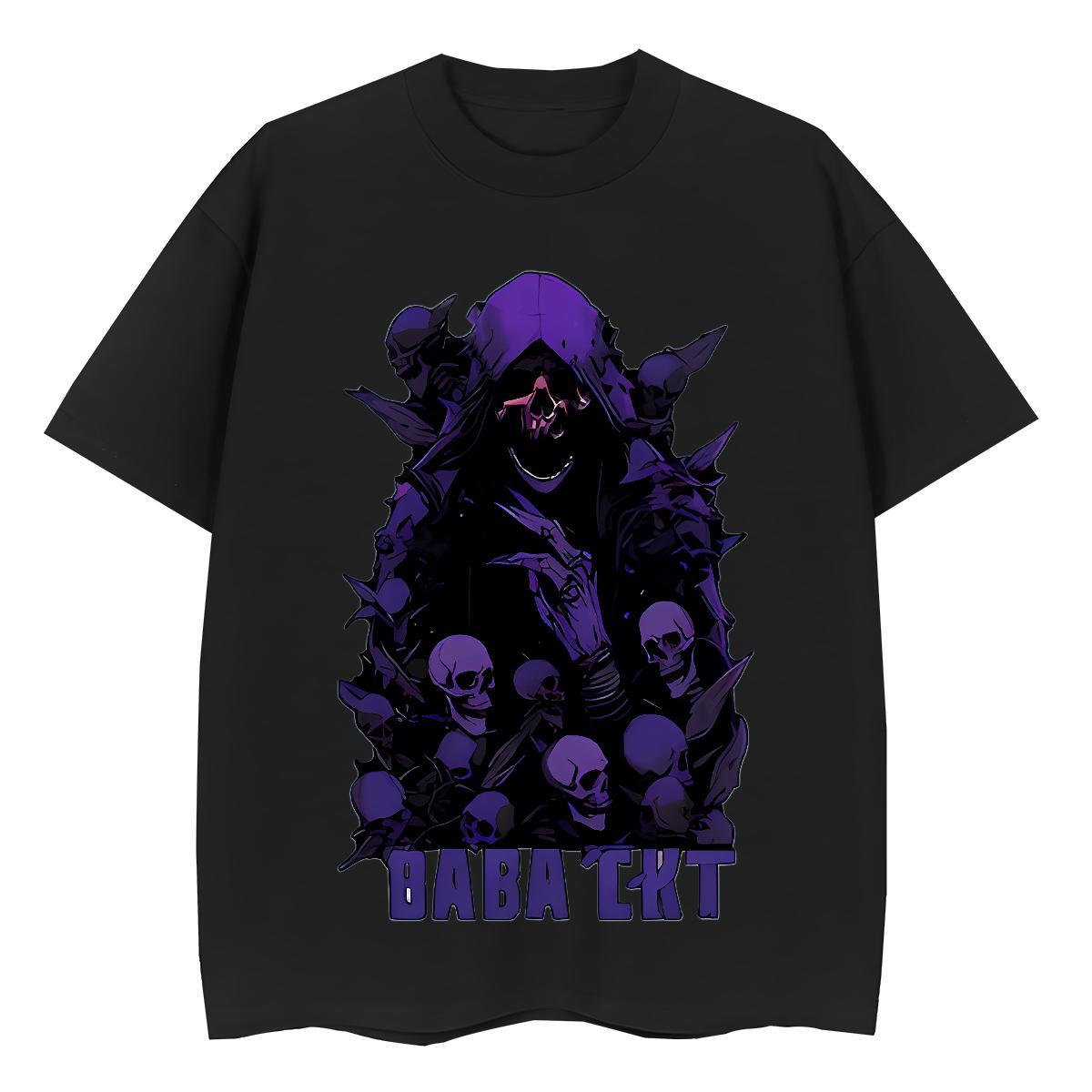 Fashion Casual T Shirt For Woman 230g Pure Cotton Breathable Crew Neck Daily Outfit skull Couples T Shirts Loose Cartoon Anime Top Tees