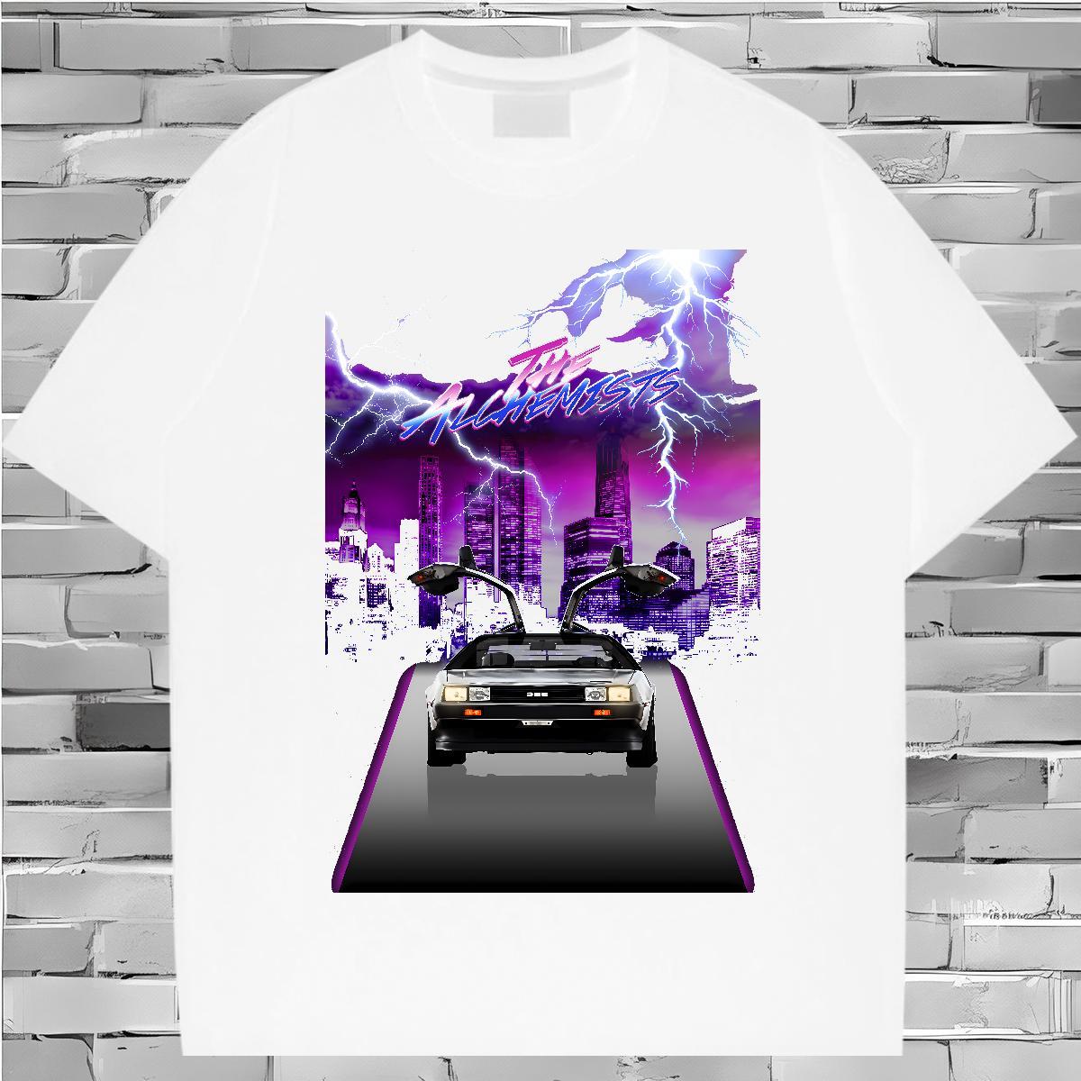 High Quality car T-Shirts for Men High Street Hip Hop Tshirts 100% Cotton 230g DIY Customized Crew Neck White Plus Size Clothings