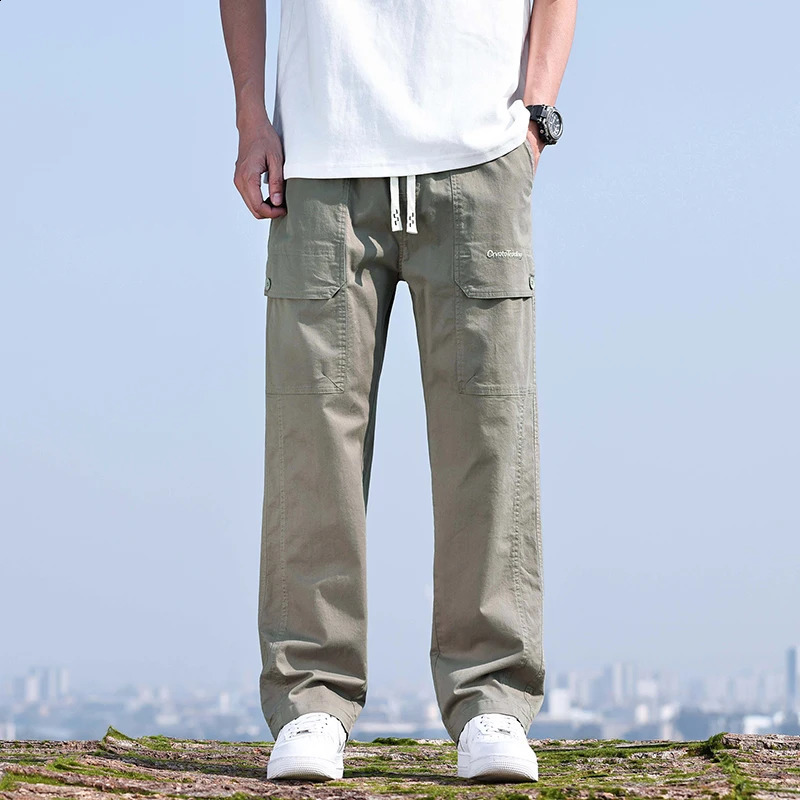 Summer Thin Breathable Mens Baggy Casual Pants Drawstring Elastic Waist Pants High Quality Casual Trousers Solid Color 240822