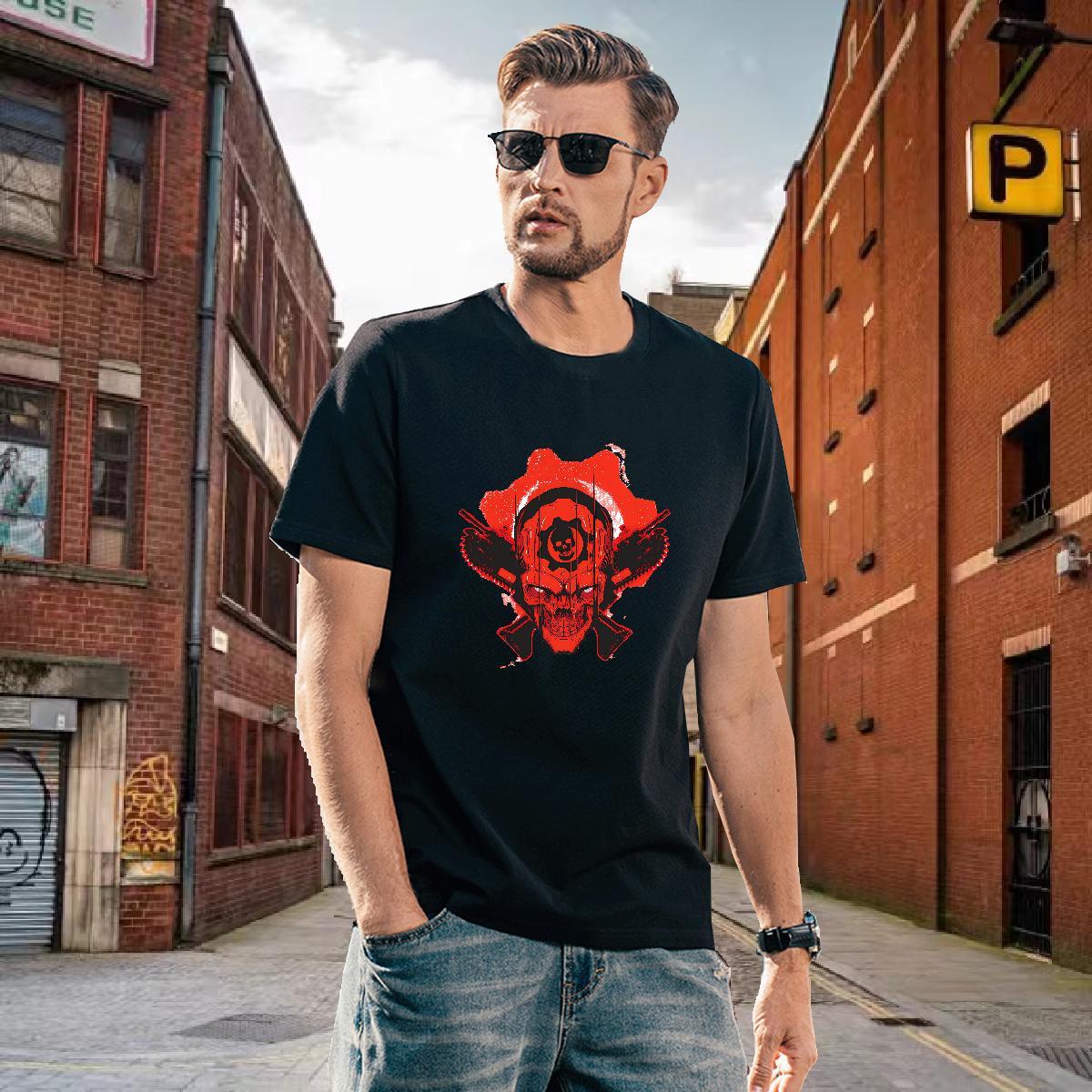 Fashion Casual Tshirts 230g Cotton Street wear Hip Hop skull Breathable Soft T Shirt For Man TOP Quality DIY Printed Tops