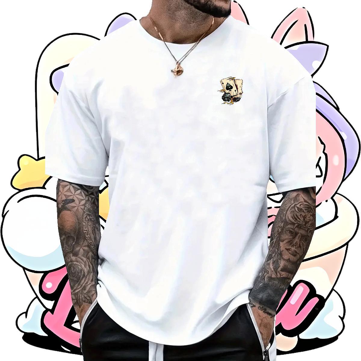 2024 Tshirts 230g Cotton Home Outdoor playing card Breathable Soft T Shirts Men Popular Plus Size Custom Clothings