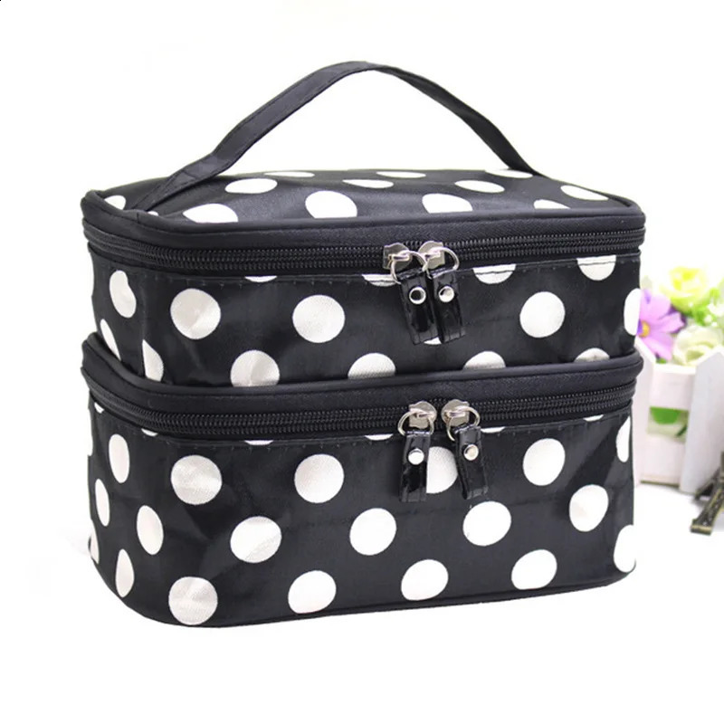 Large capacity makeup bag with double zippers for women bathroom travel toilet organizer waterproof storage Cas w240822