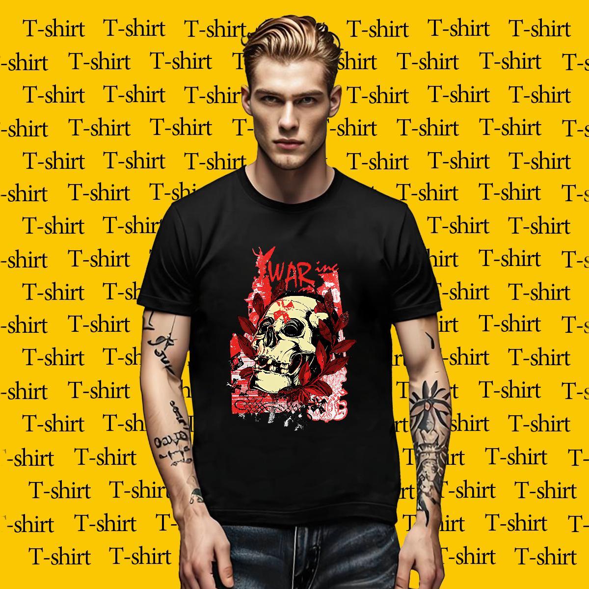 Free Shipping skull Mens Tshirts 100% Cotton 230g T Shirts Men Custom Cartoon Casual Beach Breathable Soft Loose Fit Tees