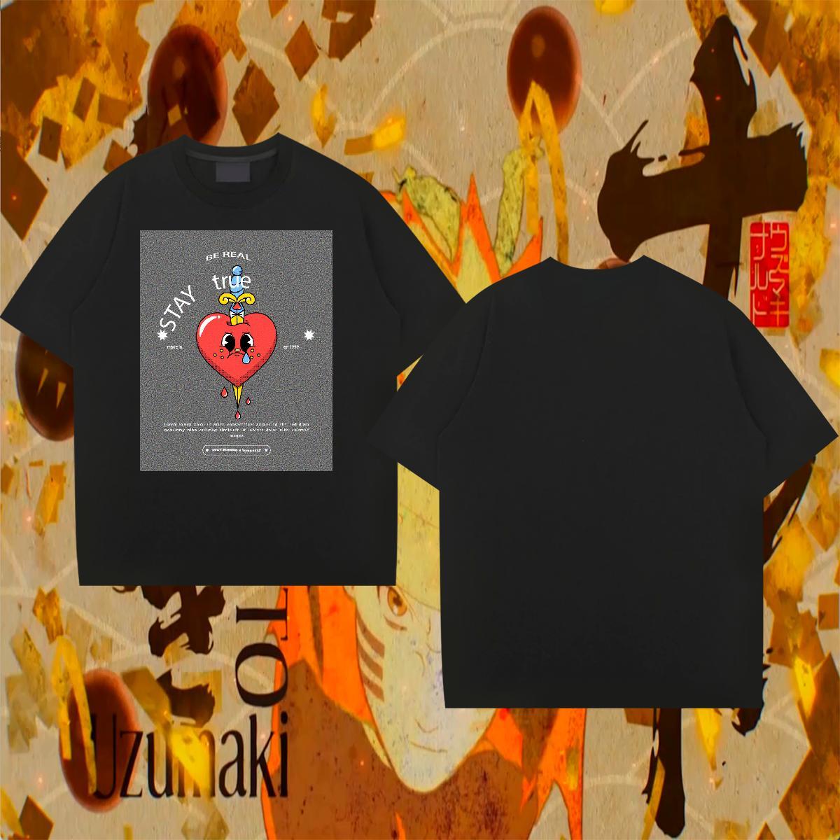 Popular Men Tees Street Casual 100% Cotton 230g DIY Printed Breathable Crew Neck cartoon T shirt Classic Tee Shirt