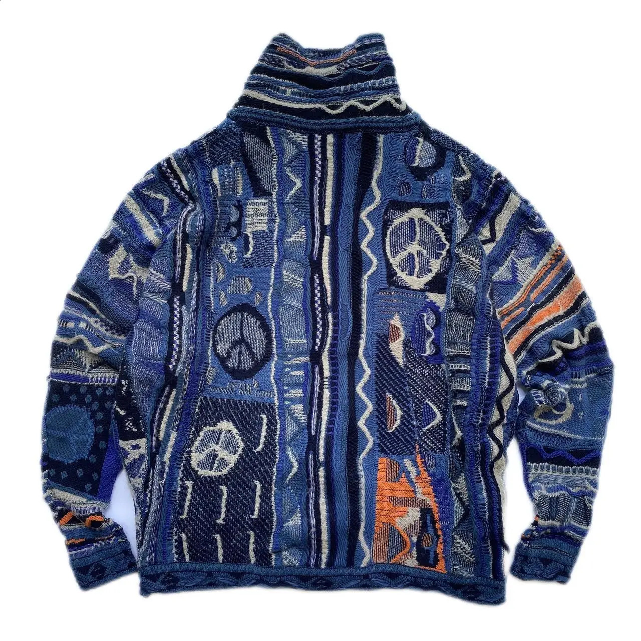 Aboorun mens retro cardigan woolen sweater Harajuku loose knit Dos long robe 240821