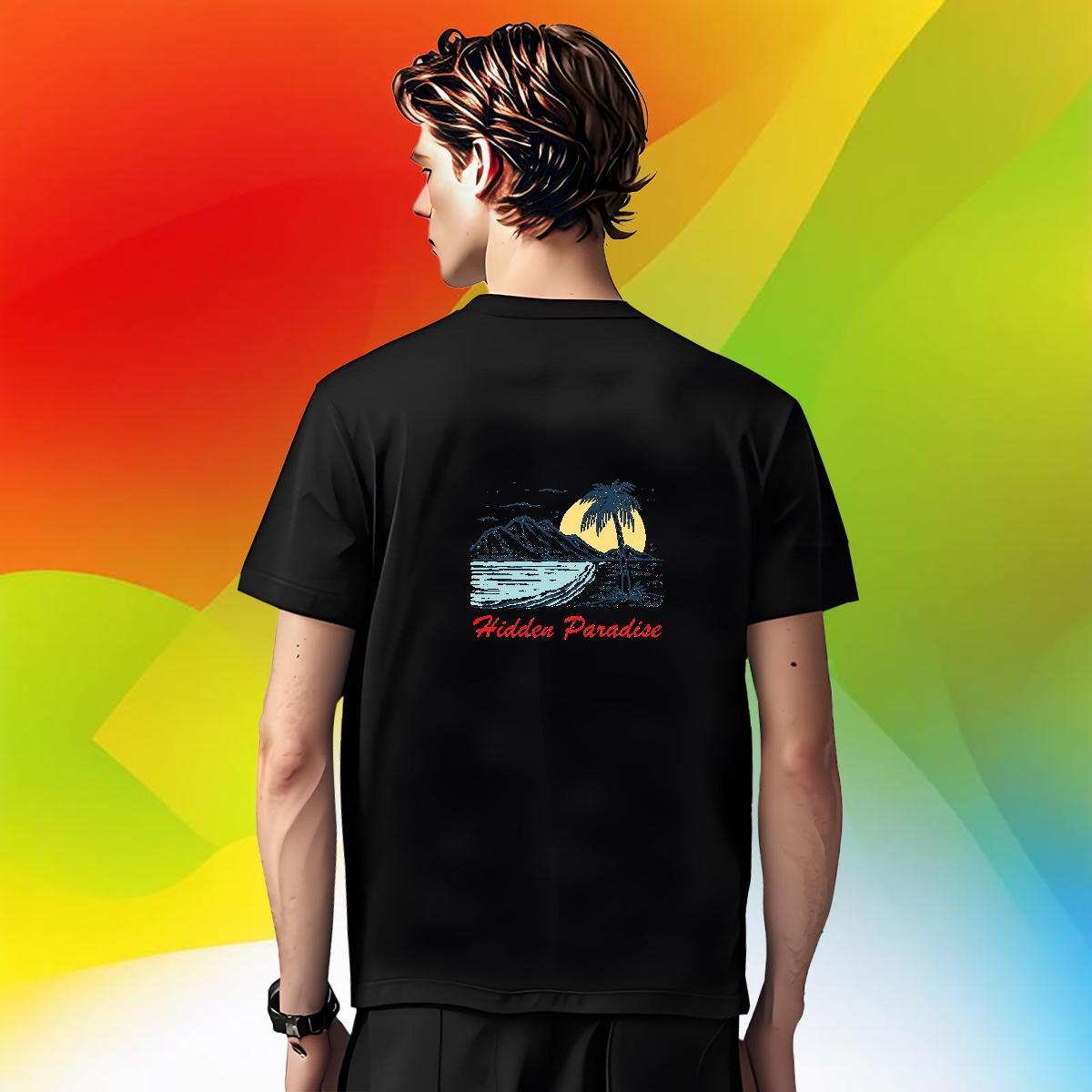 Comfortable Men Tshirts Hip Hop 230g Cotton Custom Cartoon Short Sleeve Soft mountains T shirt Fashion Tops Shirt