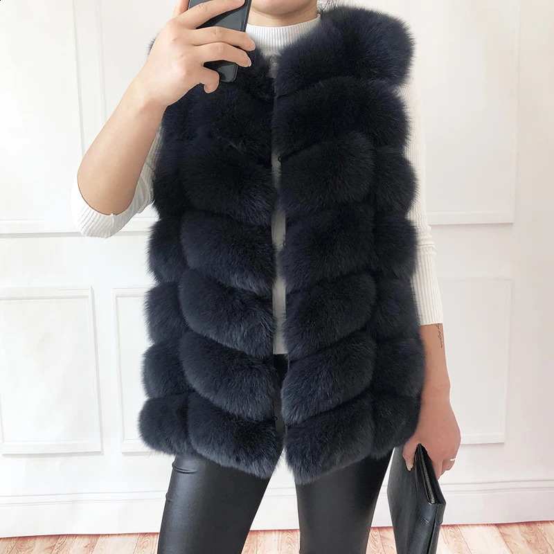 Style High Quality Fur Jacket Real Fur Vest Waistcoat Natural Fox Fur Coat Stylish Vest For Women Autumn And Winter Clothing 240821