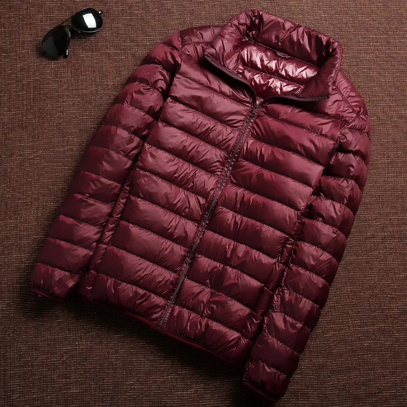 Mens Autumn Duck Down Jacket Ultralight Winter Portable Waterproof Travel Park Fashion Stand Collar Thin Coat 240822