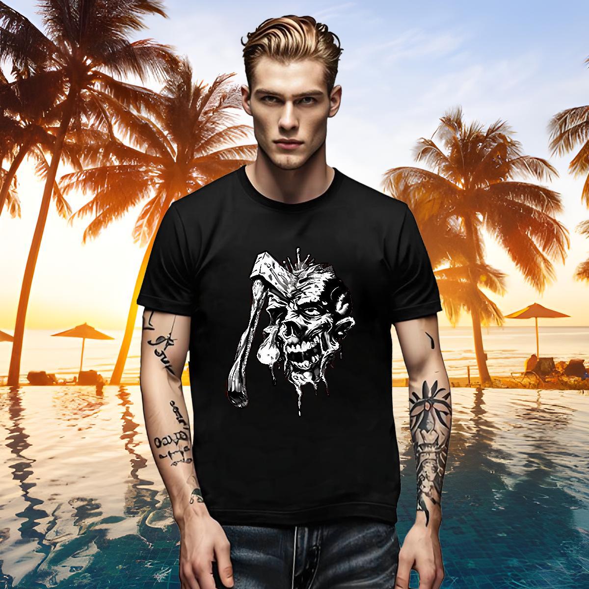 Brand Men Tshirts 230g 100% Cotton Street wear Hip Hop skull Pure Cotton Man T Shirts Soft Custom Print Plus Size Tops