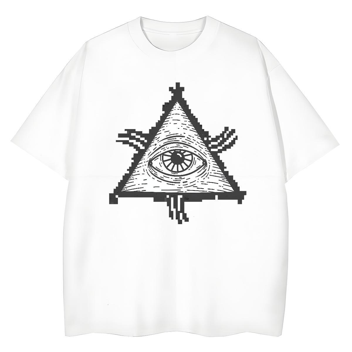 Fashion New T shirt 230g Pure Cotton O Neck Short Sleeves Summer Casual eye of the devil Woman Tshirt Soft Plus Size Custom Clothings