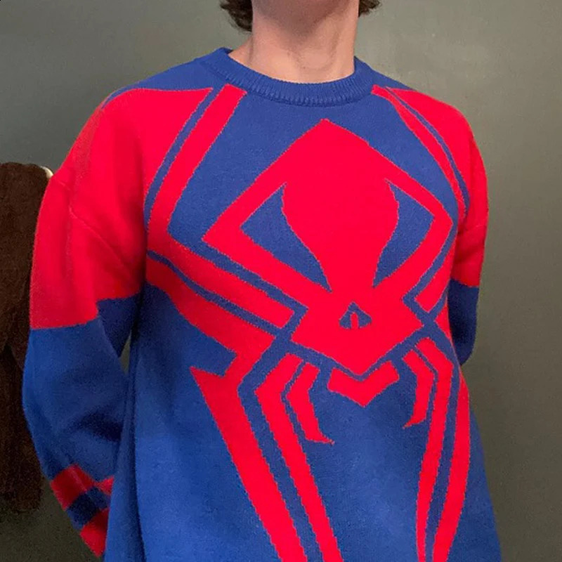 Aesthetics Retro trend Knitted Sweater Gothic Pullover Harajuku Cotton Sweater Mens Womens Warm Loose Knitted Large Sweater 240821