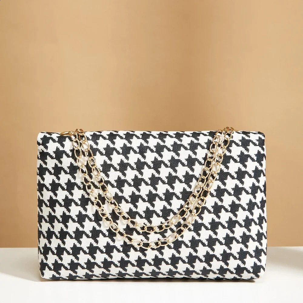 Autumn and winter personality houndstooth handbag leopard print womens bag fashion chain shoulder crossbody women bags 240821