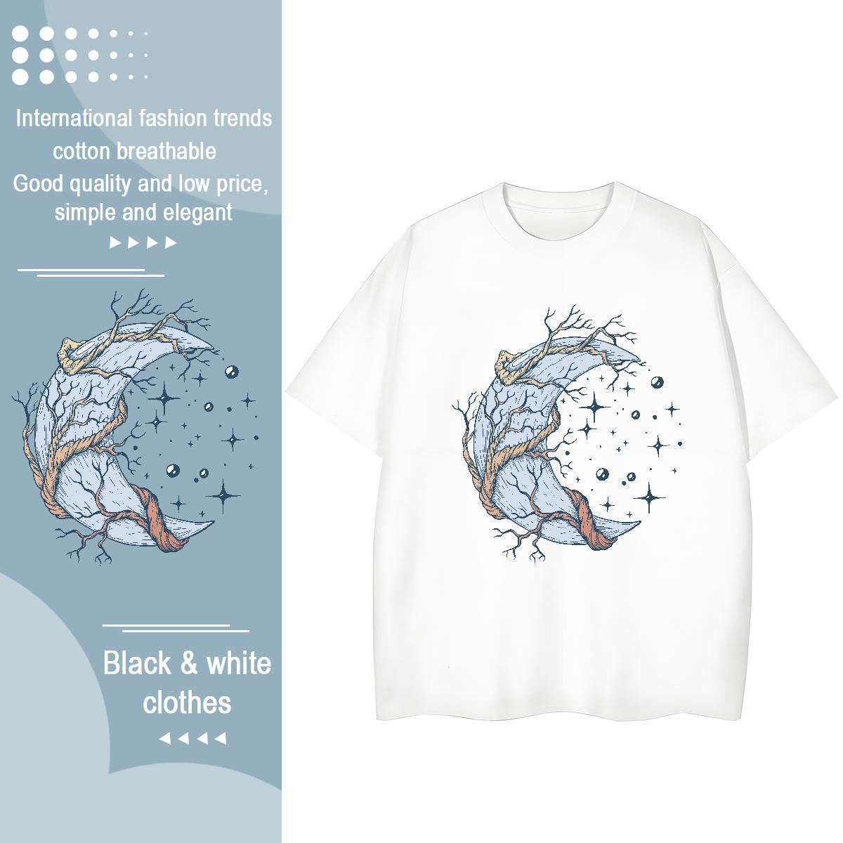 Stylist T shirt Crew Neck Breathable 230g Cotton Unisex Tshirts Black White ET Daily Outfit Wholesale Tee Shirt