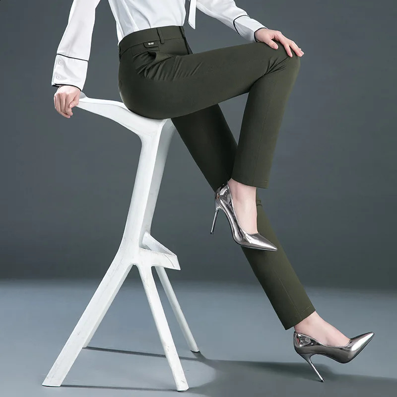 Multiple Pockets Y2k Clothes Straight Leg Pants Elegant Woman Dress Pants Womens Stretch Casual Trousers Clothing 240821