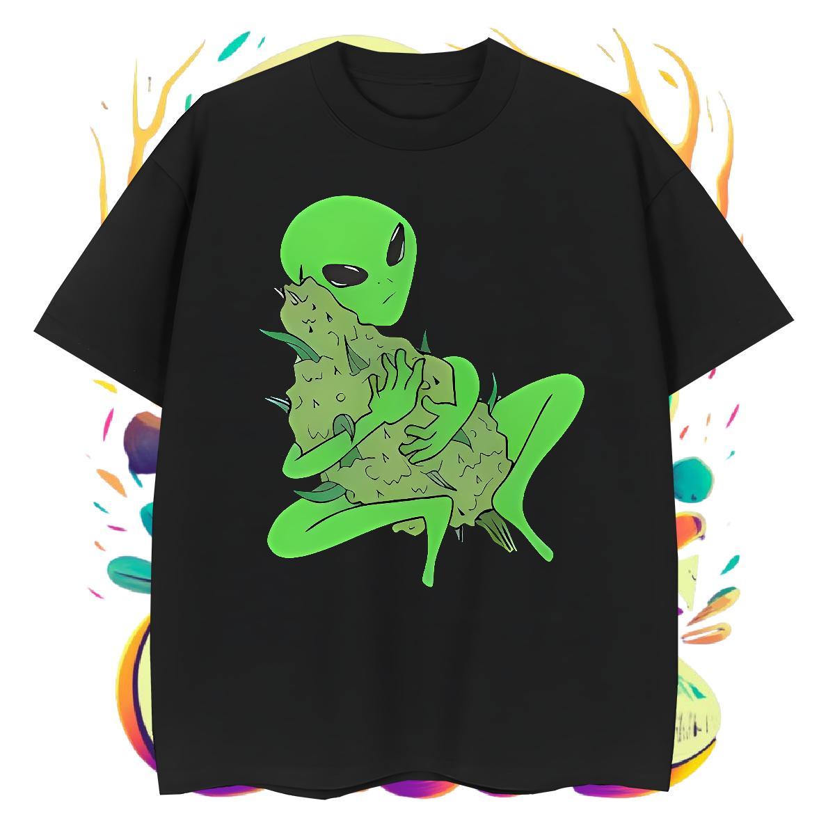Fashion Design extra-terrestrial Tshirt for Man Woman 230g Cotton T Shirts Men DIY Anime Daily Outfit Breathable Short Sleeve Soft Wear