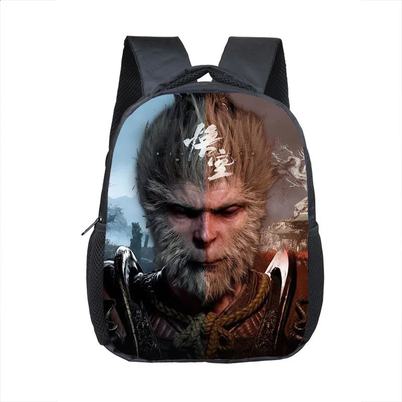 2024 New Black Mythical Martial Arts Game Surrounding Students Backpack Cartoon School Bag Kindergarten 3-5 Year Old Monkey King 240822