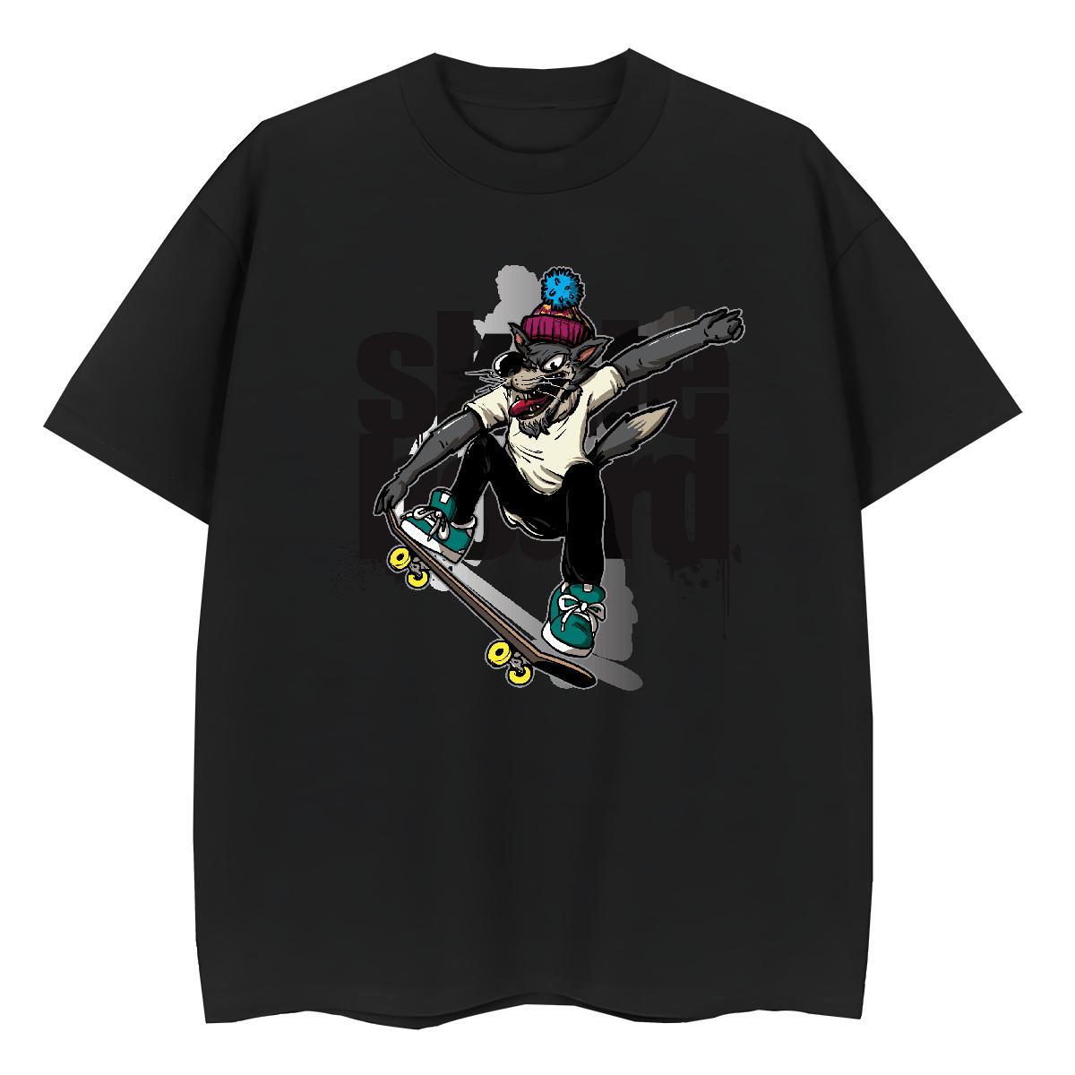 2024 T Shirts Women Breathable Crew Neck 230g 100% Cotton Women Tees White Plus Size wolf Street High quality Clothes Shirt