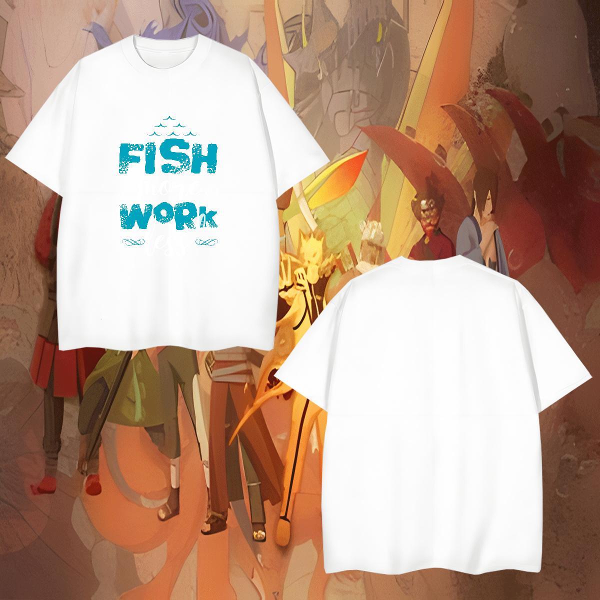 Free Shipping fish Men T Shirts Street wear Hip Hop Men Tshirts 230g Pure Cotton DIY Customized Short Sleeve O-Neck Black White Top Tees