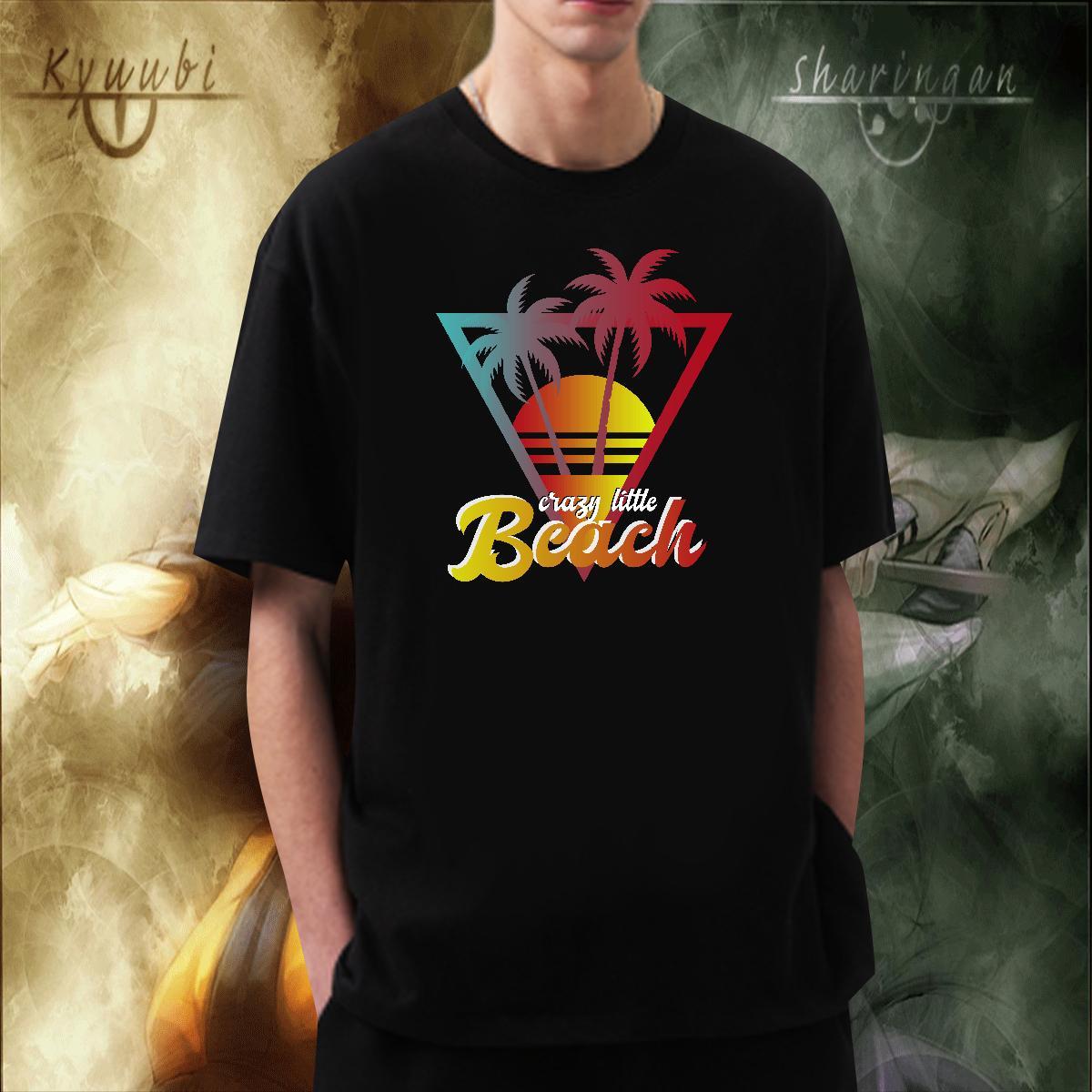 Free Shipping Men Tees Sports Casual 100% Cotton 230g Anime Print Short Sleeve O-Neck beach T-Shirts Classic Tops Shirt