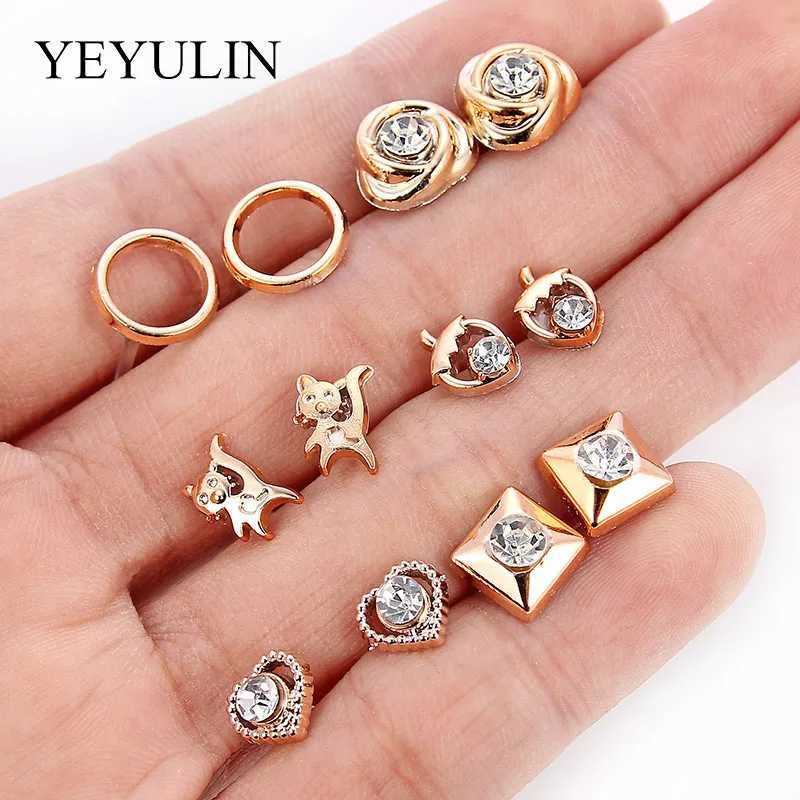 36 pairs/18 pairs of earrings mixed style rhinestone sunflower Geely plastic stud earring set X241106