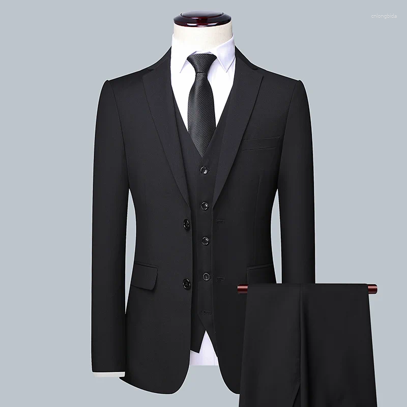 Mens Suits Wedding Suit For Men (suit Vest Trousers) Solid Color Business 3/2 The Bridegroom And Man