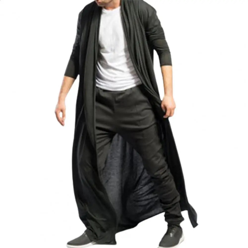 50%Autumn Mens Cardigan Long Sleeve And Ankle Mens Cardigan Simple Solid Color Front Cardigan Coat Mens Medium Long Coat 240822