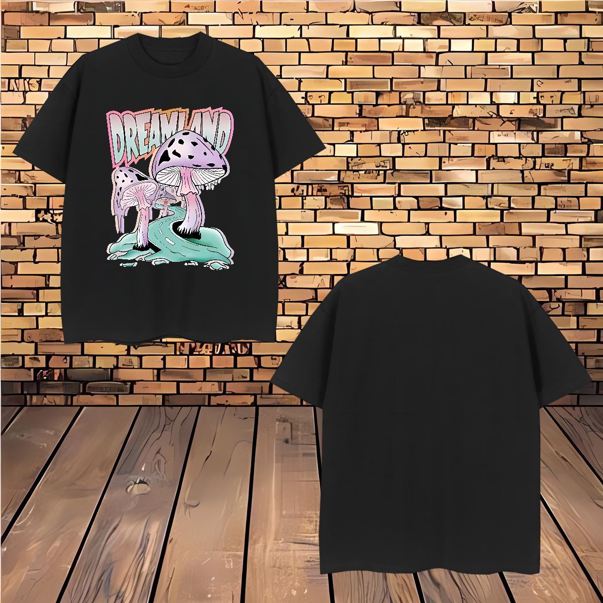 Designer mushroom T Shirts Men High Street Hip Hop Mens Tshirts 230g 100% Cotton Classic Breathable Crew Neck Skull Tops Shirt